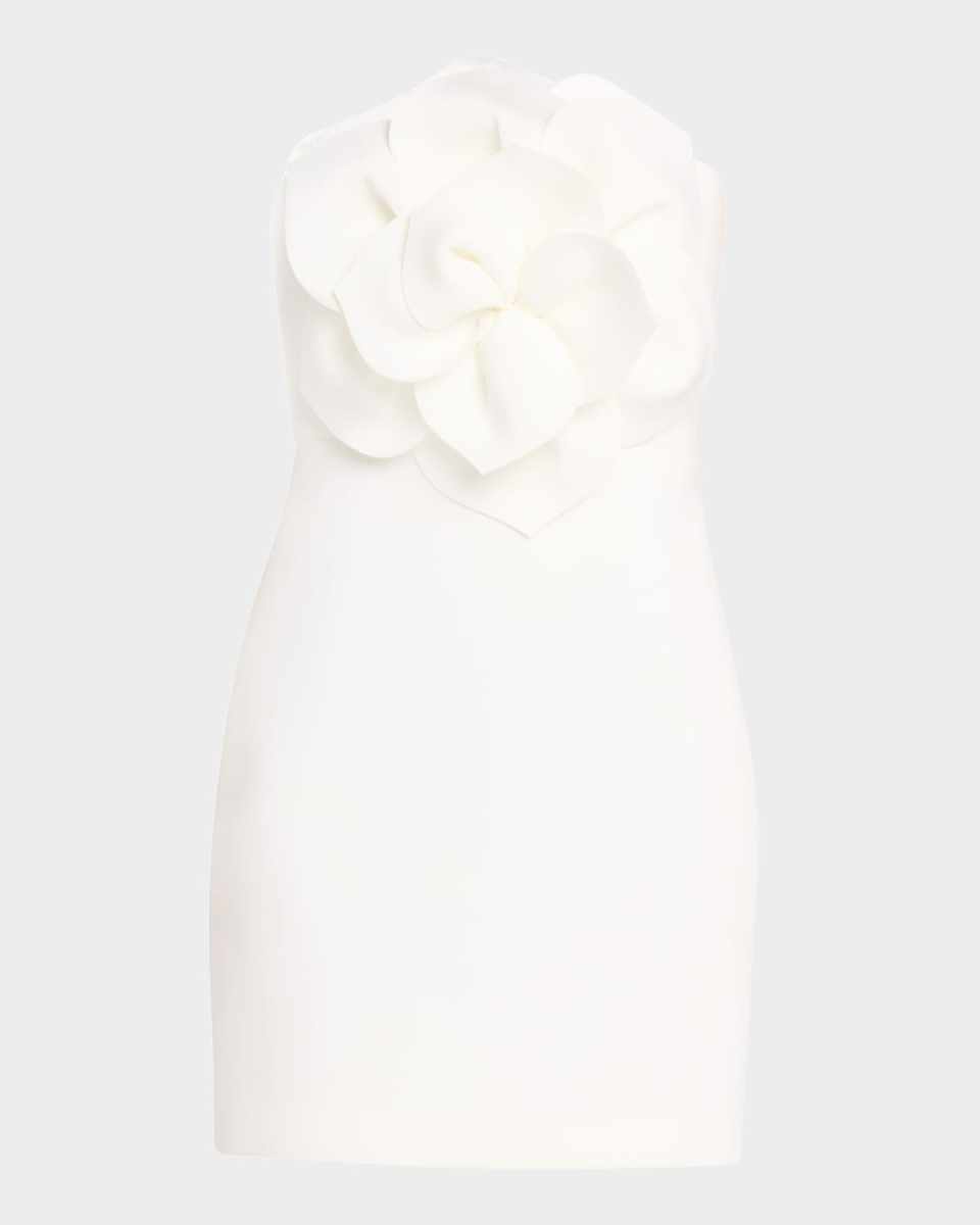 Strapless Rosette Bodice Scuba Mini Dress